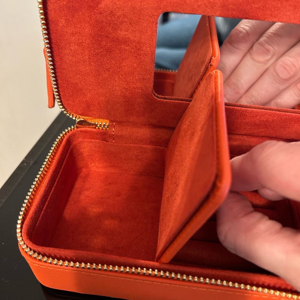 Vibrant Orange Duo Travel Cosmetic Case Jewelry Organizer - Picture 5 of 5